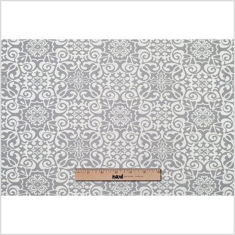 Metallic Silver, White, and Gray Stretch Acrylic Brocade