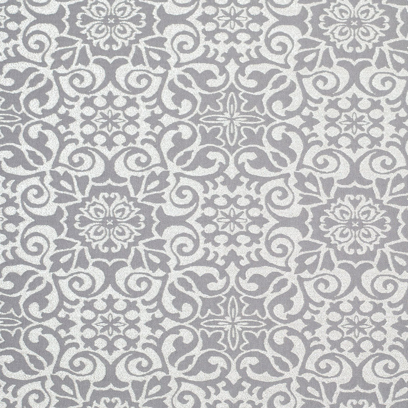 Metallic Silver, White, and Gray Stretch Acrylic Brocade