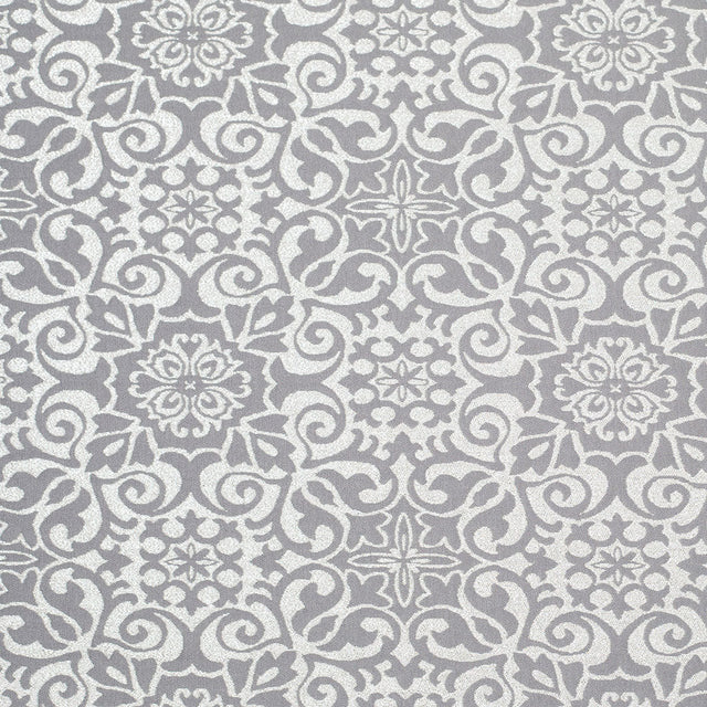 Metallic Silver, White, and Gray Stretch Acrylic Brocade