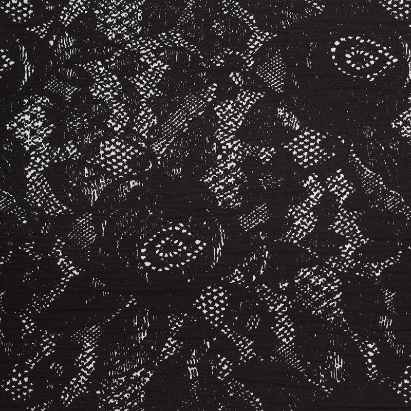 Black and White Abstract Wrinkled Polyester Woven