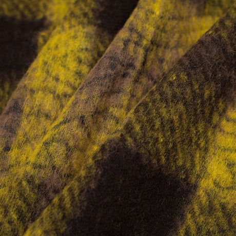 Medium Green/Brown/Black Plaid and Patterned Bonded Lamb Leather and Wool