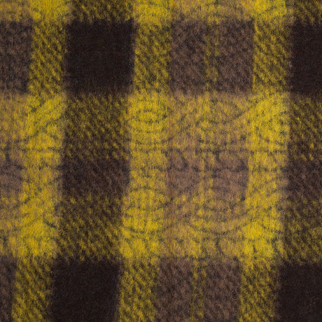 Medium Green/Brown/Black Plaid and Patterned Bonded Lamb Leather and Wool