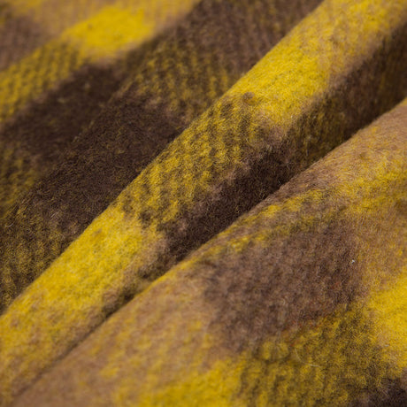 Medium Green/Brown/Black Plaid Bonded Lamb Leather and Wool