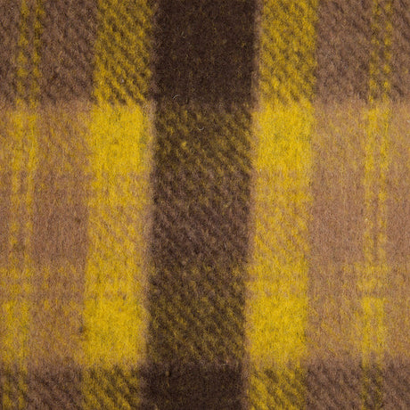 Medium Green/Brown/Black Plaid Bonded Lamb Leather and Wool