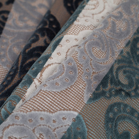 Blue/Brown Stiped Damask Cut-Out Velvet