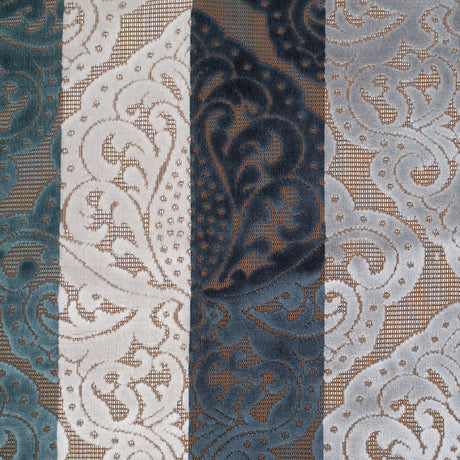 Blue/Brown Stiped Damask Cut-Out Velvet