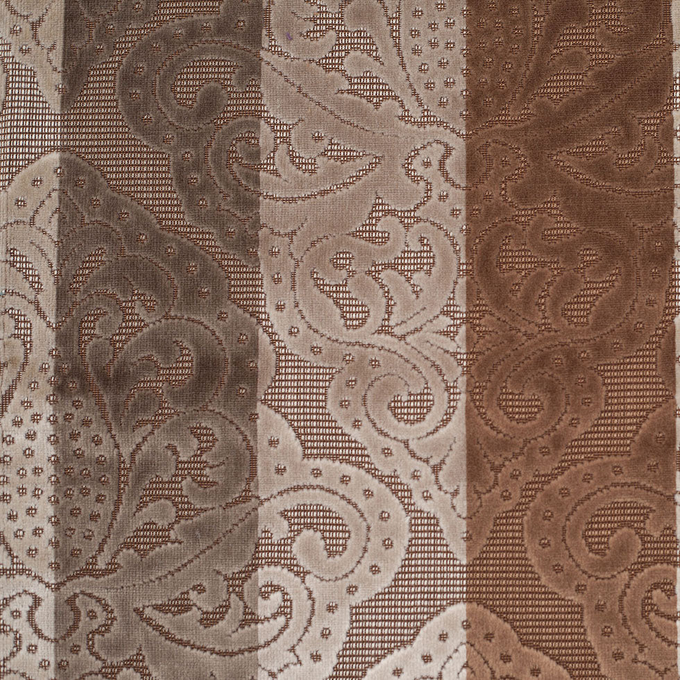 Brown/Beige Stiped Damask Cut-Out Velvet