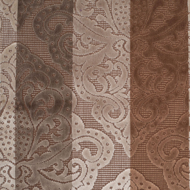 Brown/Beige Stiped Damask Cut-Out Velvet