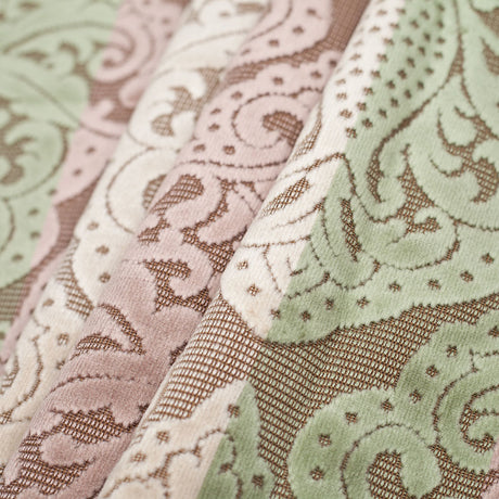 Green/Pink Stiped Damask Cut-Out Velvet