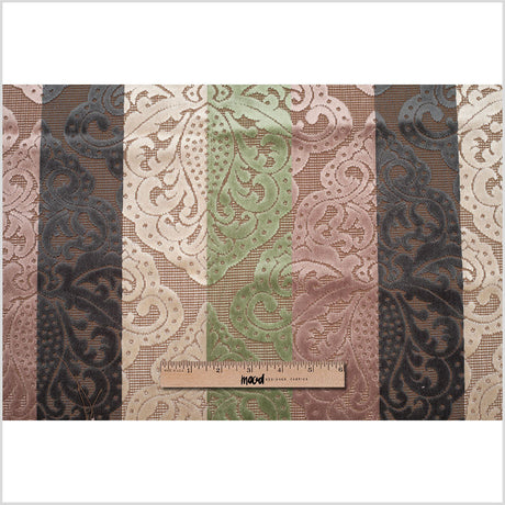 Green/Pink Stiped Damask Cut-Out Velvet
