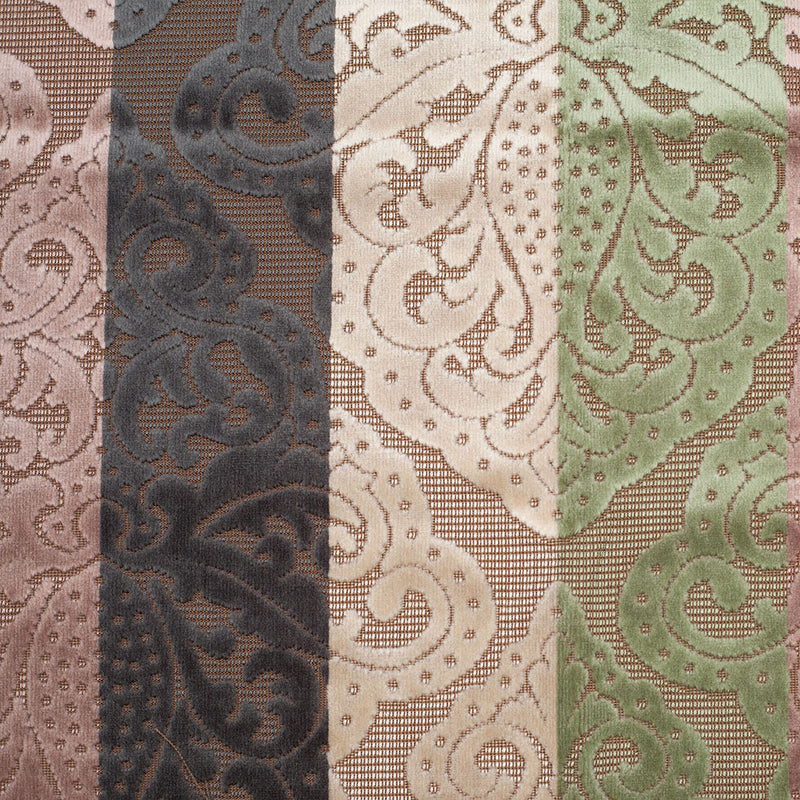 Green/Pink Stiped Damask Cut-Out Velvet