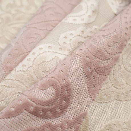 Gray/Pink Stiped Damask Cut-Out Velvet
