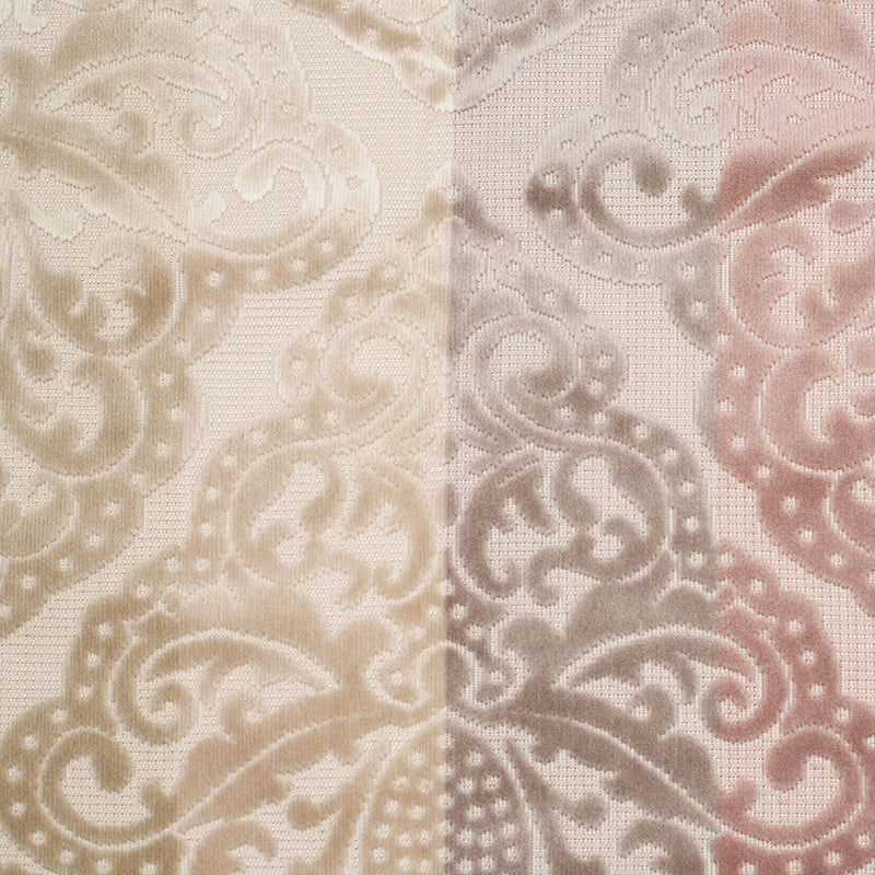 Gray/Pink Stiped Damask Cut-Out Velvet