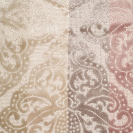 Gray/Pink Stiped Damask Cut-Out Velvet