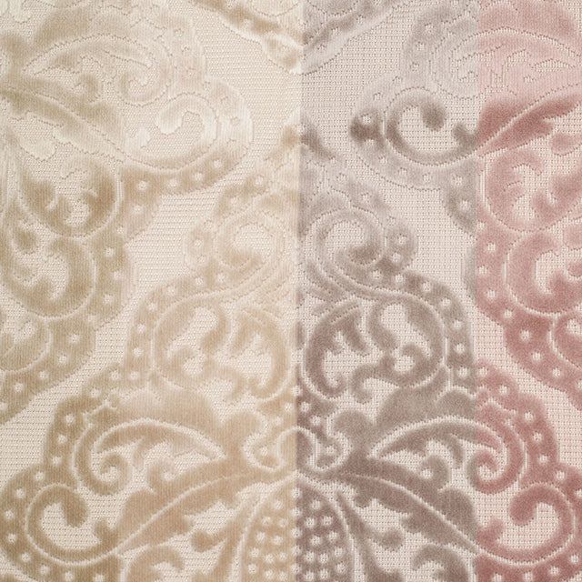 Gray/Pink Stiped Damask Cut-Out Velvet