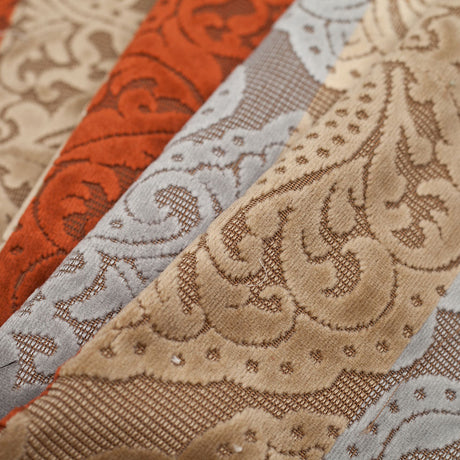 Rust Stiped Damask Cut-Out Velvet
