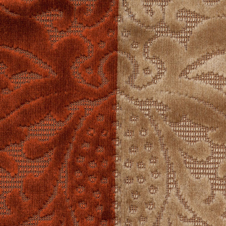 Rust Stiped Damask Cut-Out Velvet