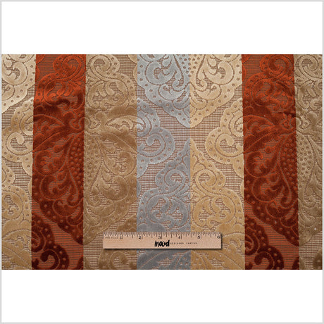 Rust Stiped Damask Cut-Out Velvet
