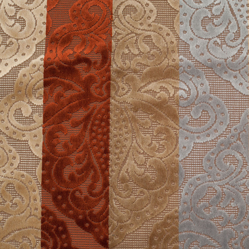 Rust Stiped Damask Cut-Out Velvet