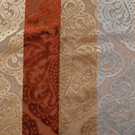 Rust Stiped Damask Cut-Out Velvet