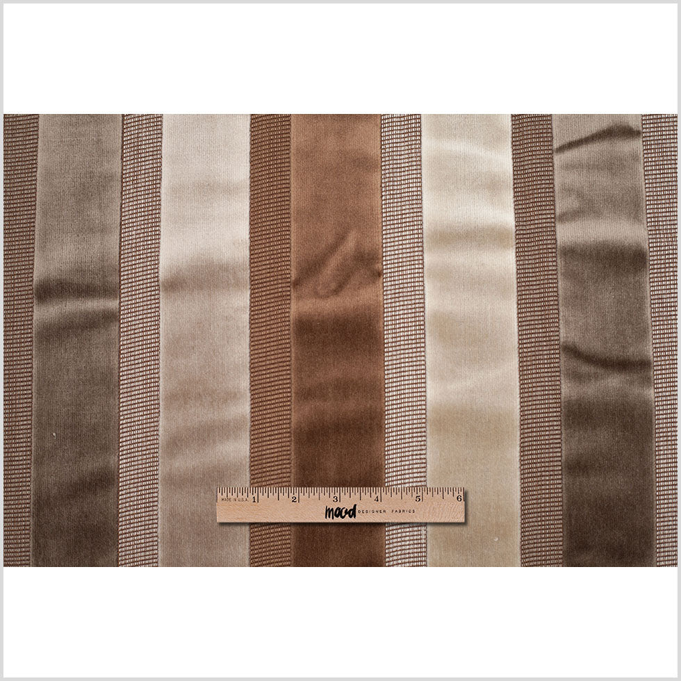 Brown/Gray Striped Velvet