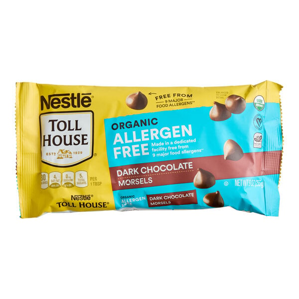 Nestle Toll House Organic Allergen-Free Dark Chocolate 1M Morsels 9 oz. - 15/Case