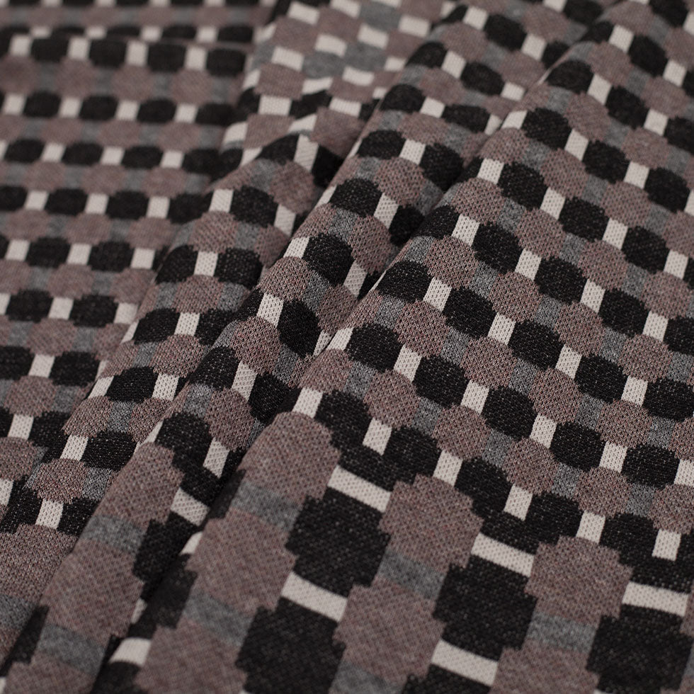 Famous Designer Walnut/Black Geometric Italian Cotton-Polyester Knit