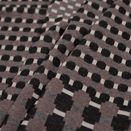 Famous Designer Walnut/Black Geometric Italian Cotton-Polyester Knit