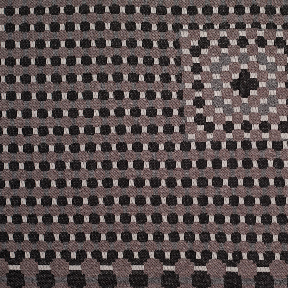Famous Designer Walnut/Black Geometric Italian Cotton-Polyester Knit