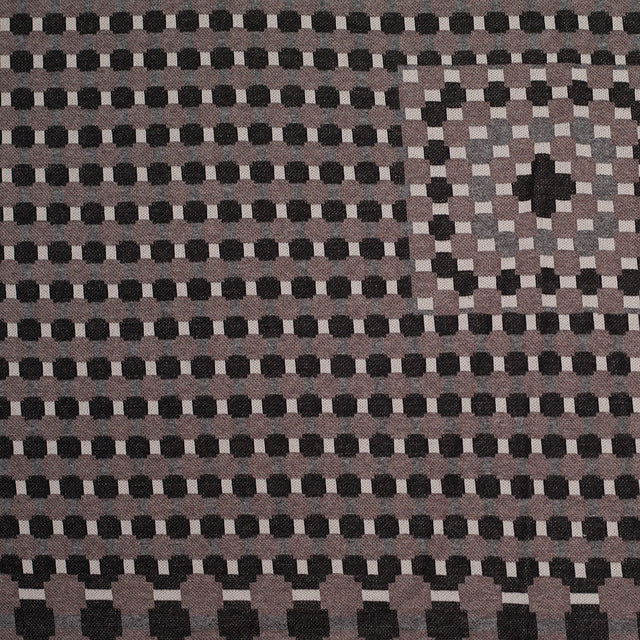 Famous Designer Walnut/Black Geometric Italian Cotton-Polyester Knit