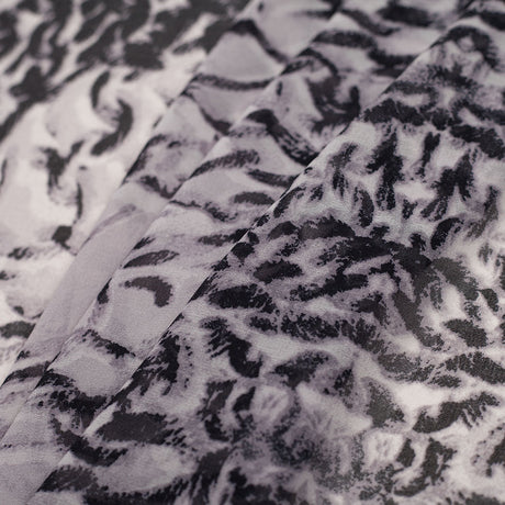 Black/Silver Animalistic Polyester Chiffon Panel