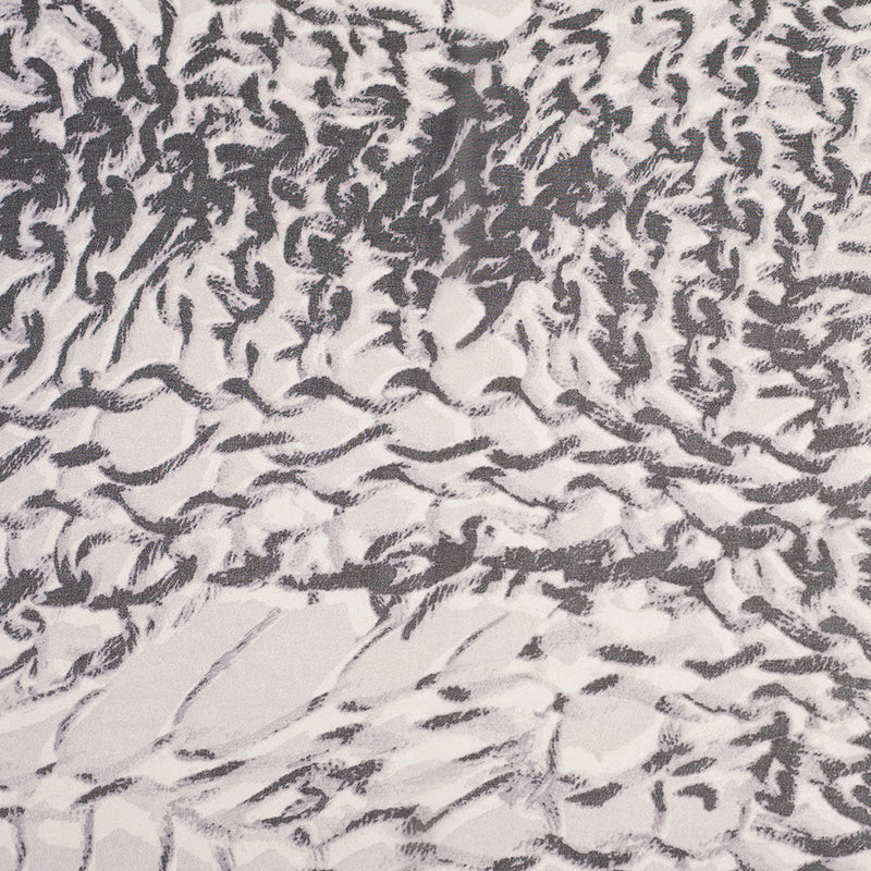 Black/Silver Animalistic Polyester Chiffon Panel