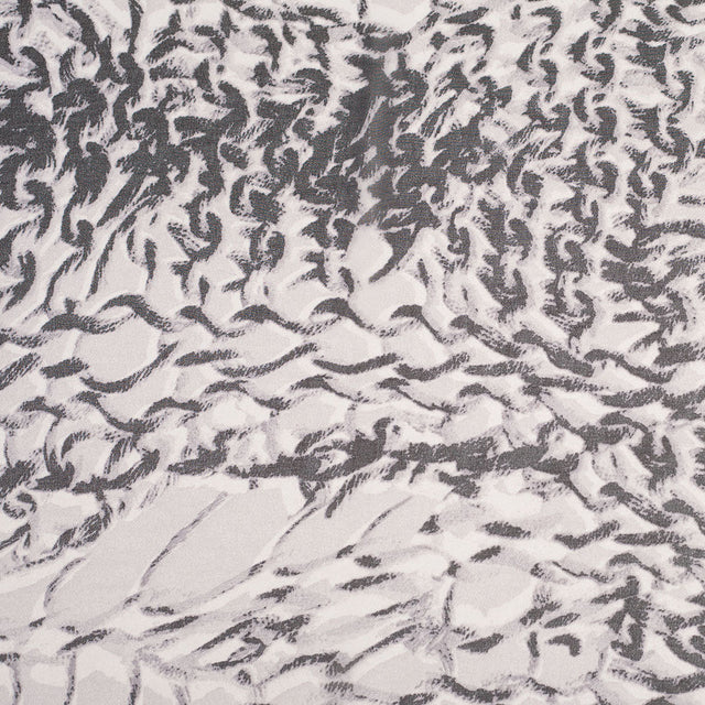 Black/Silver Animalistic Polyester Chiffon Panel