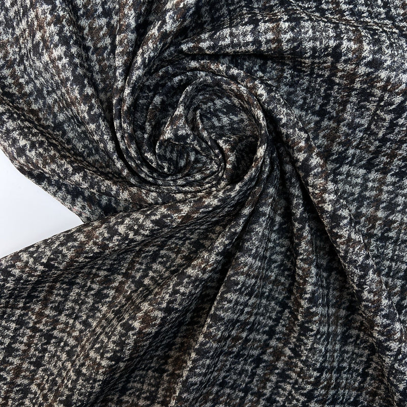 Polyester Houndstooth Fabric Grey Brown