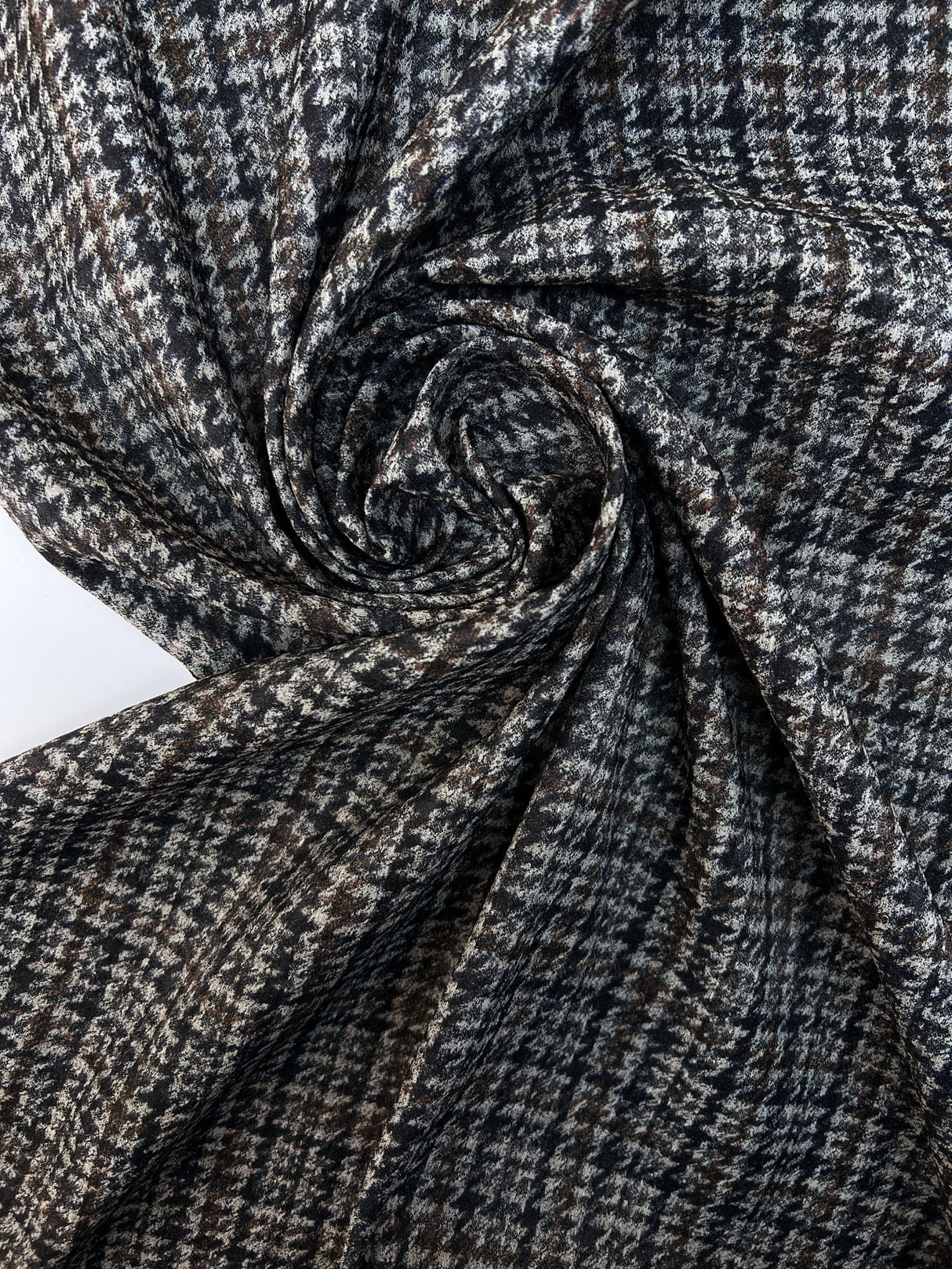 Polyester Houndstooth Fabric Grey Brown