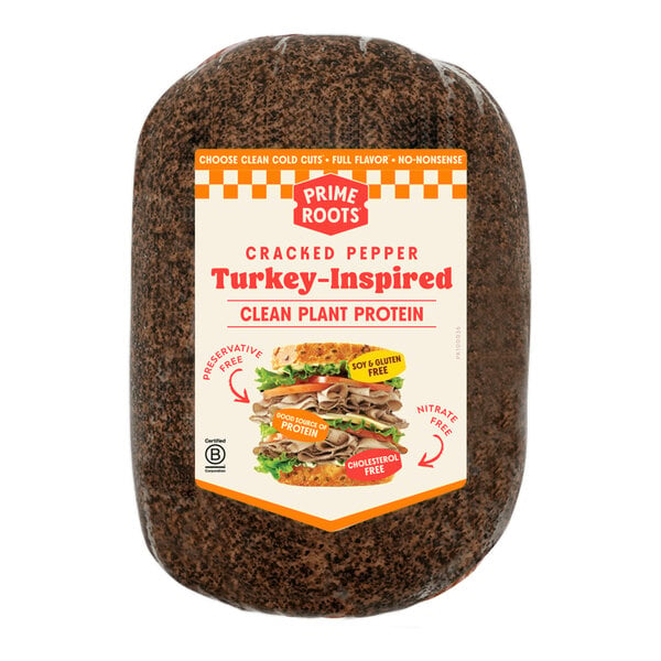 Prime Roots Vegan Cracked Pepper Koji-Turkey Deli Chub 2.26 lb. - 4/Case