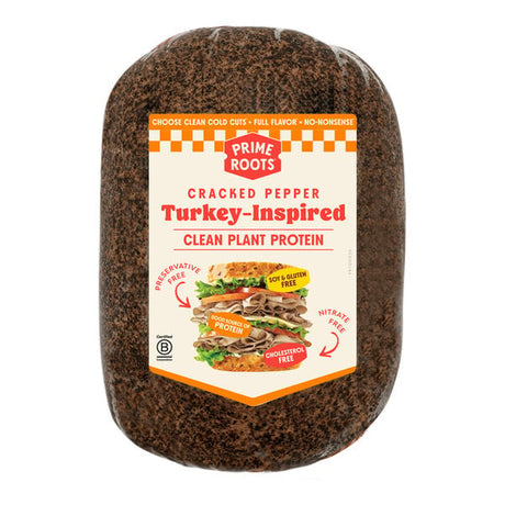 Prime Roots Vegan Cracked Pepper Koji-Turkey Deli Chub 2.26 lb. - 4/Case