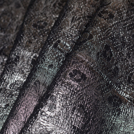 Black/White/Silver Metallic Polyester-Nylon Brocade