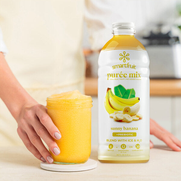 Smartfruit Sunny Banana 100% Fruit Puree Beverage Mix 48 fl. oz. - 6/Case