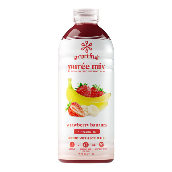 Smartfruit Strawberry Bananza 100% Fruit Puree Beverage Mix 48 fl. oz. - 6/Case