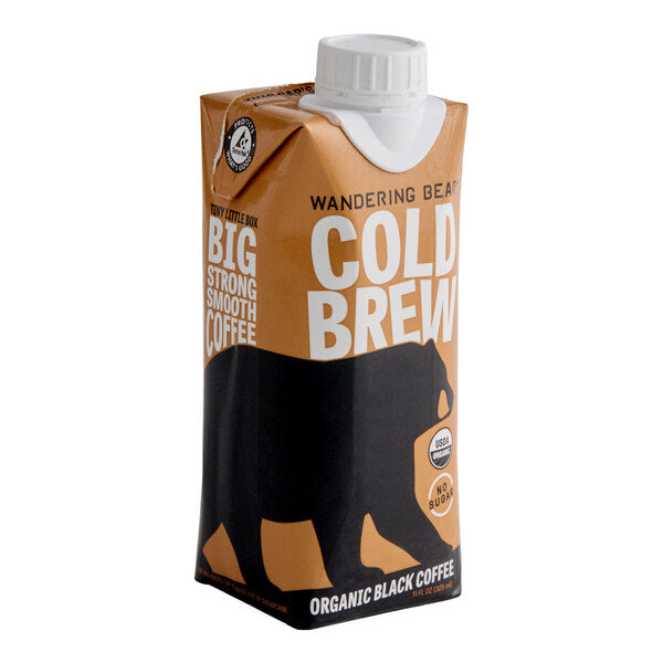 Wandering Bear Organic Straight Black Cold Brew Coffee 11 fl. oz. - 12/Case