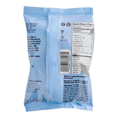 Abe's One Big Muffin Individually Wrapped Vegan Blueberry Muffin 3.2 oz. - 22/Case