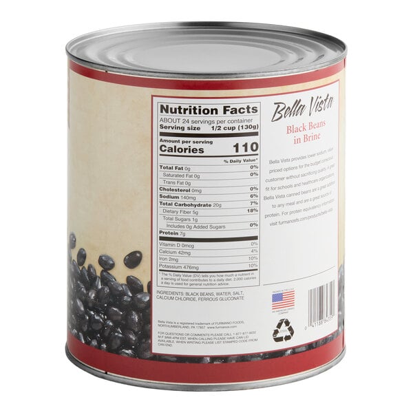 Bella Vista #10 Can Black Beans in Brine - 6/Case