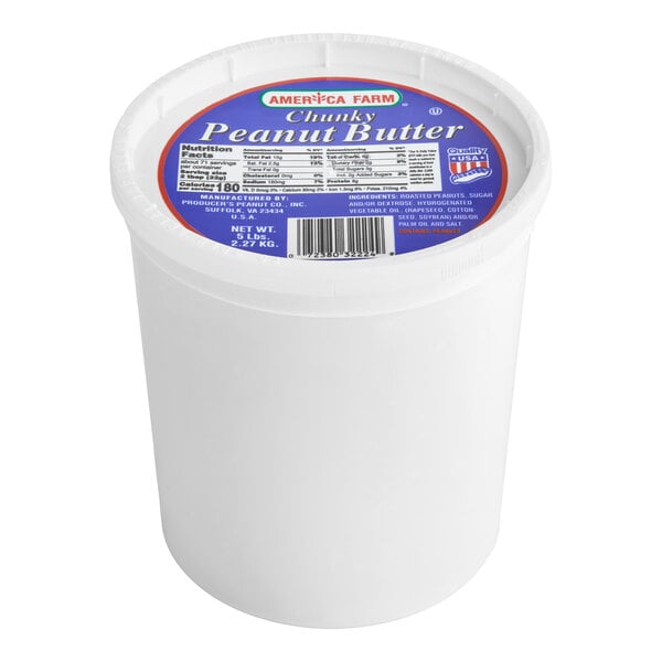 Producers Peanut Company Bulk Crunchy Peanut Butter 5 lb. Tub - 6/Case