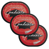 Creative Converting School Spirit Red Graduation Oval Paper Platters – 24ct