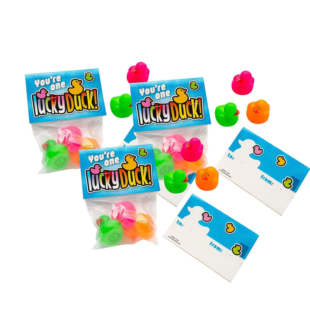 5 1/2" Mini Neon Ducks – Lucky Duck Exchange Packs (12 Pieces)