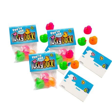 5 1/2" Mini Neon Ducks – Lucky Duck Exchange Packs (12 Pieces)