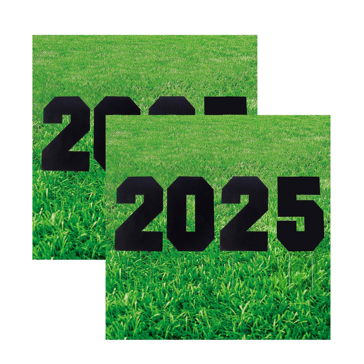 12 1/2" x 25" 2025 Black Plastic Outdoor Yard Signs – Set of 4