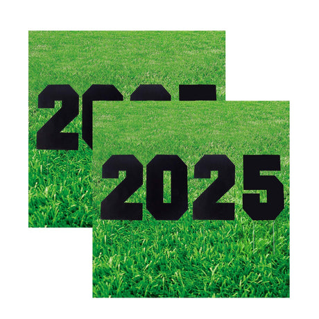 12 1/2" x 25" 2025 Black Plastic Outdoor Yard Signs – Set of 4