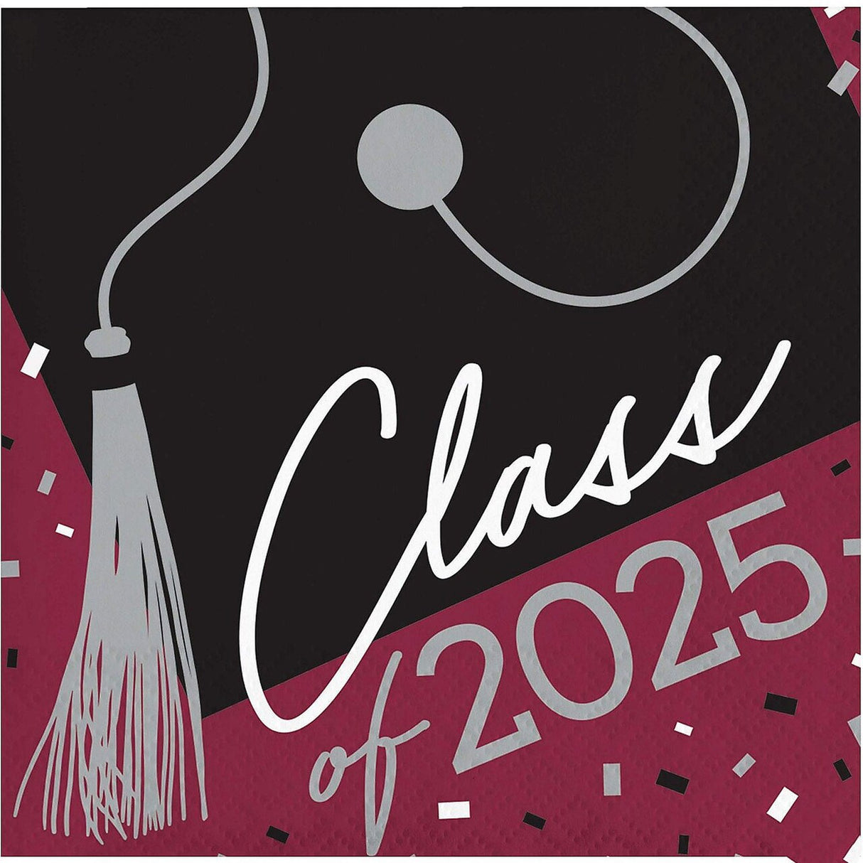 Creative Converting School Spirit Burgundy Class of 2025 Beverage Napkins – 108 Count